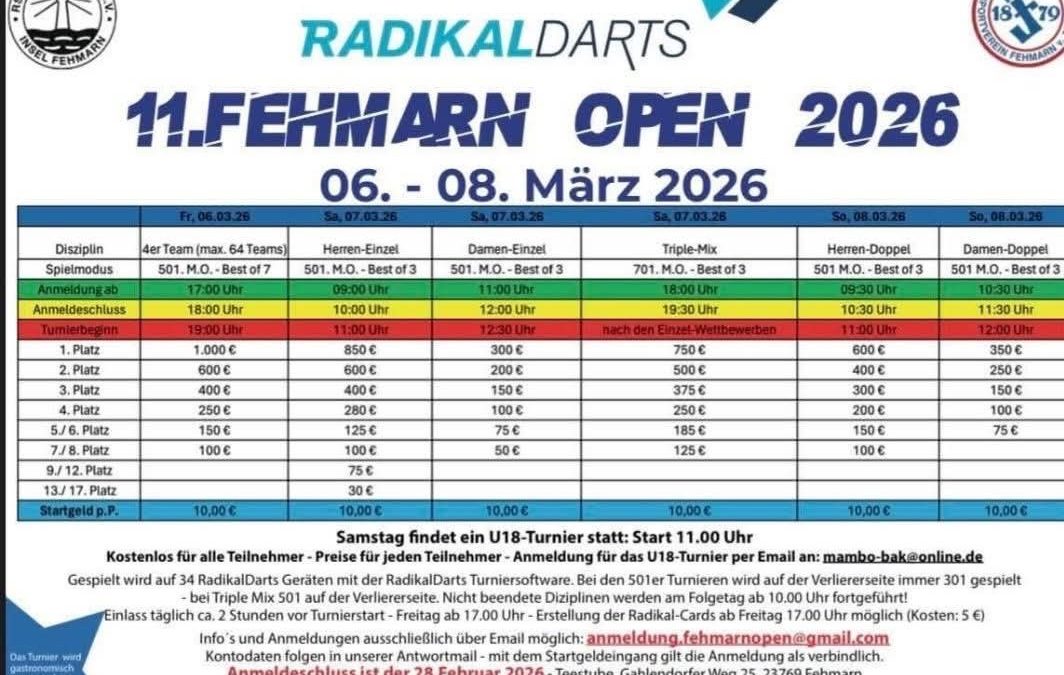 11. Darts-Fehmarn Open 2026